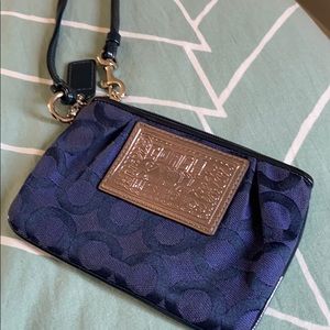 Blue Coach Poppy collection wristlet